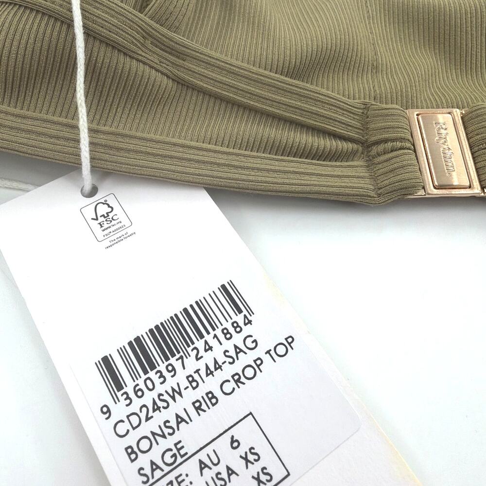 Rhythm Sage Bonsai Rib Crop Top Size XS - Picture 6 of 9